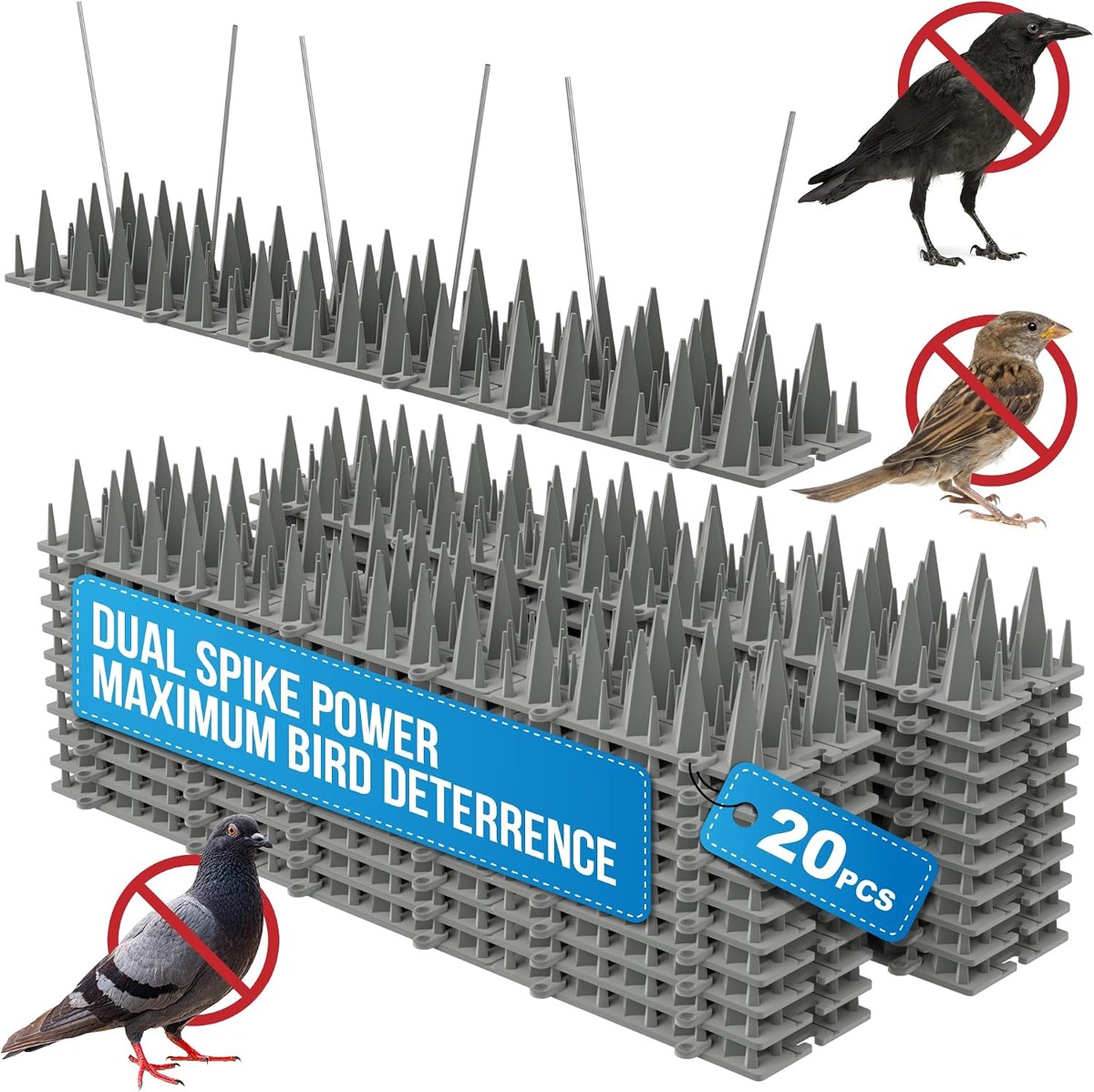 Petfolio Bird Spikes with Metal Stakes, 20 ft